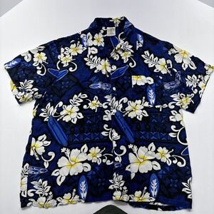 Royal creations , men's blue floral hawaiian , short sleeve size , large